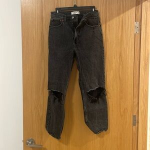 Abercrombie & Fitch Charcoal Curve Love Ultra High Rise Ankle Straight Jean 29